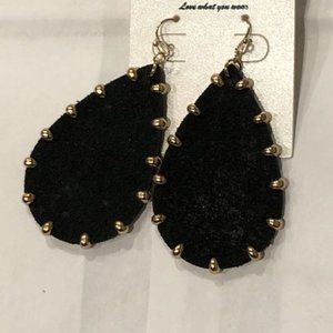 Black & Gold Accent Teardrop Earrings